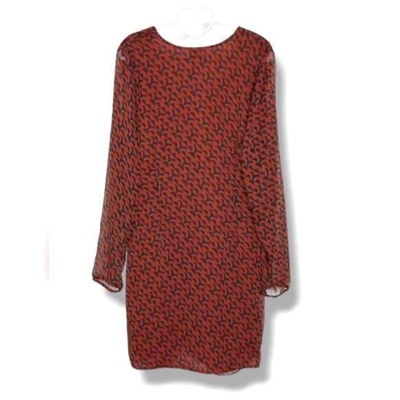 NWT A New Day Long Sleeve Ruched Front Bodycon Dress in Clay/Blk Combo - Picture 5 of 10